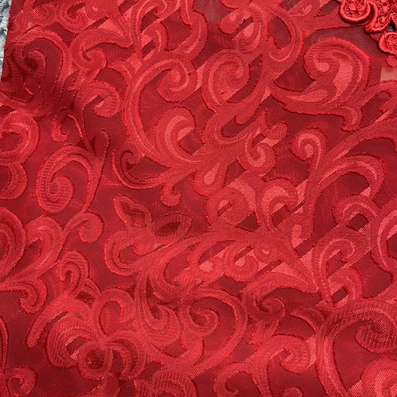 Lucie Ann Nightgown‎ Red Brocade Size Small Sheer Embroidered Strappy Vintage - Picture 6 of 12